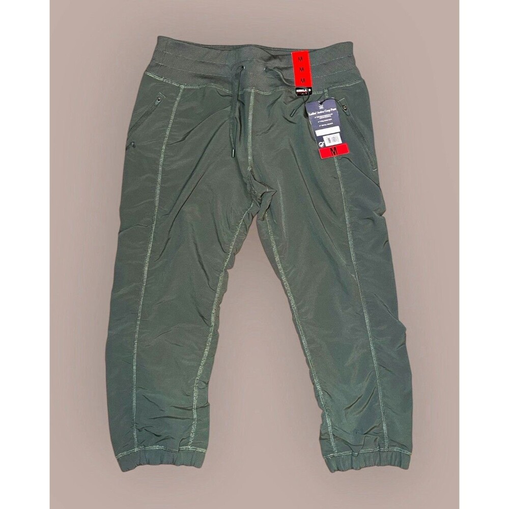 Kirkland Signature Women's Activewear Crop Pants Green M Stretch Pockets